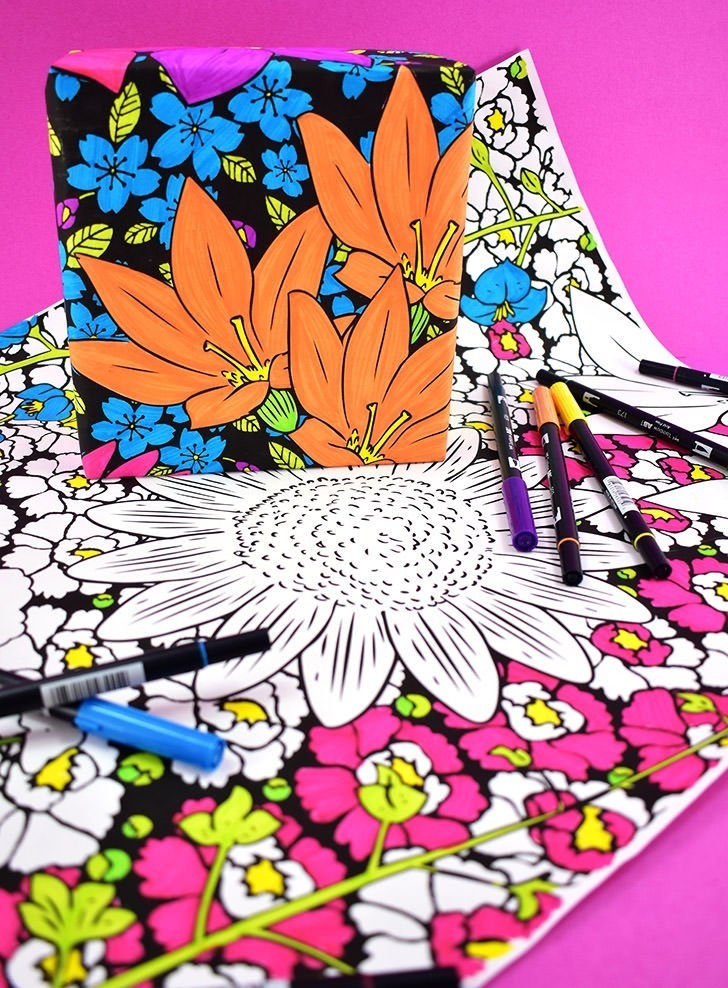 Download These JUMBO floral coloring pages come in 3 sizes up to 2 by 3 FEET and make the prettiest DIY ...